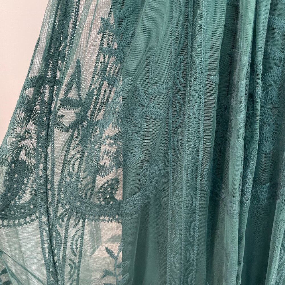 NWT PinkBlush Forest Green Lace Mesh Overlay Maxi Dress size small - Picture 6 of 13